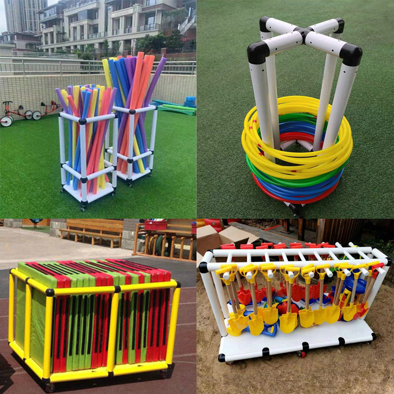 幼儿园海绵棒收纳架呼啦圈整理架儿童塑料沙锹架子滑板车收纳