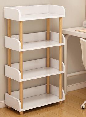 WNX简易书桌旁桌网红层可移动小架带轮边置书物架落地多书本收纳