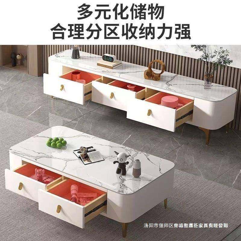 茶几柜家用客型组合茶几电视免安装整装茶几带抽屉ESB小户软包茶