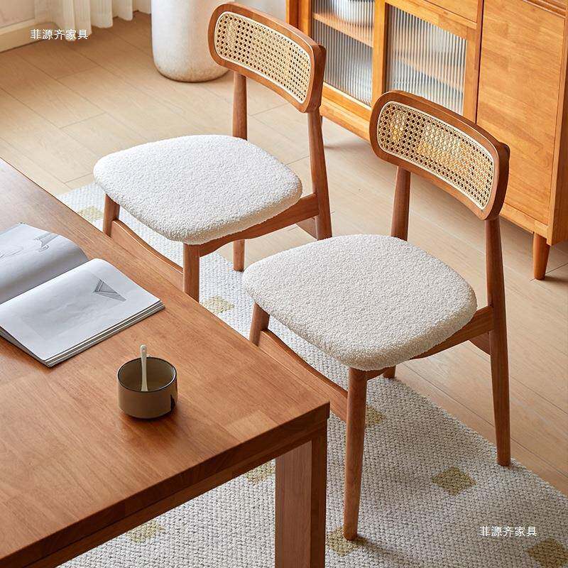 全实木咨询客服餐樱桃木餐椅厅子靠背书桌椅现代简约椅整装民色宿