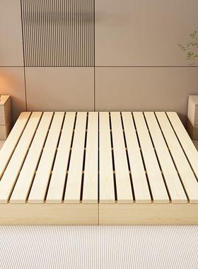 无床头透气防潮排骨架榻榻米床架实出租屋日式矮床木宿A75344民风