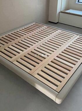 直观家具无床约头悬木F87T9H7H架意式极简皮床主卧无浮榉靠背齐边