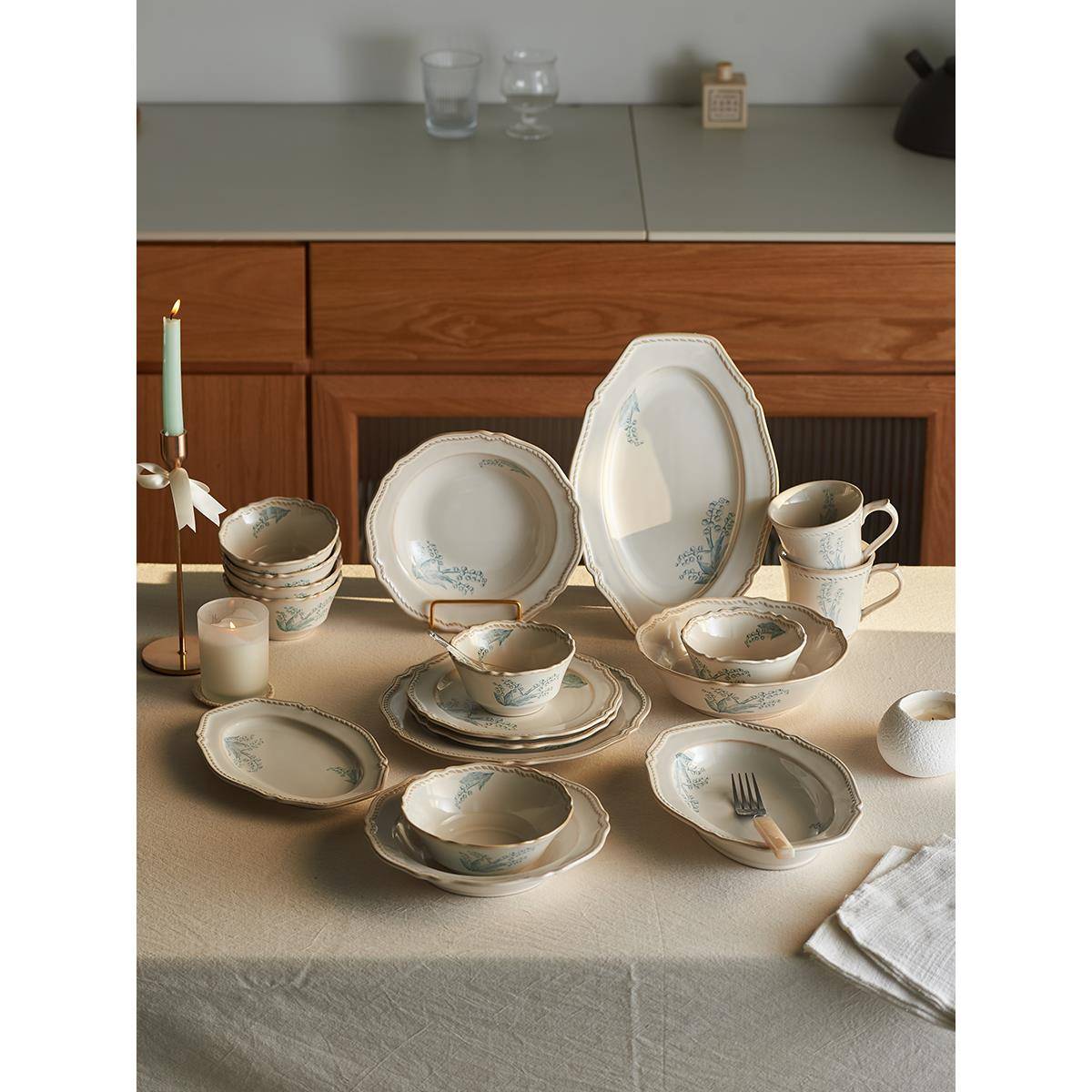 法式复古汤碗家用大碗面碗大号吃面陶瓷碗感中古餐具新款