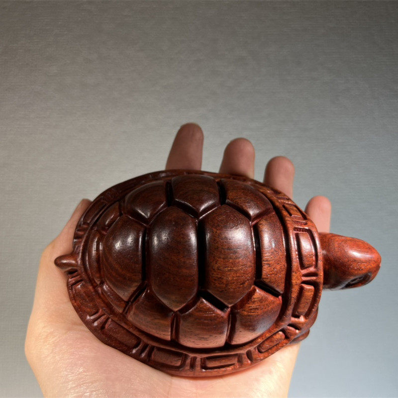 小叶紫檀木雕乌龟手把件 实木富甲天下龟甲红木雕刻贺寿送礼摆件