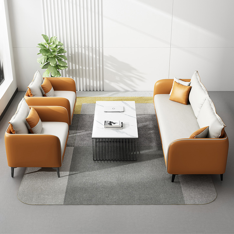 西皮办公室沙发茶几简约现代商务会客休息区接待人三人位