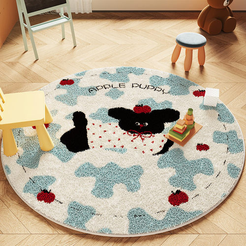 可爱儿童房圆形卡通地毯卧室茶几毯仿羊绒圆毯家用床边毯转椅地垫
