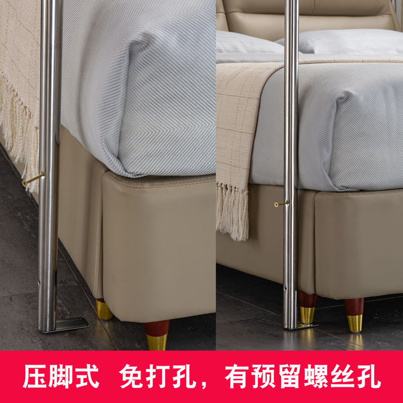 蚊帐整条杆不锈钢加厚免安装压脚家用大床1.8m人三开门送挂杆