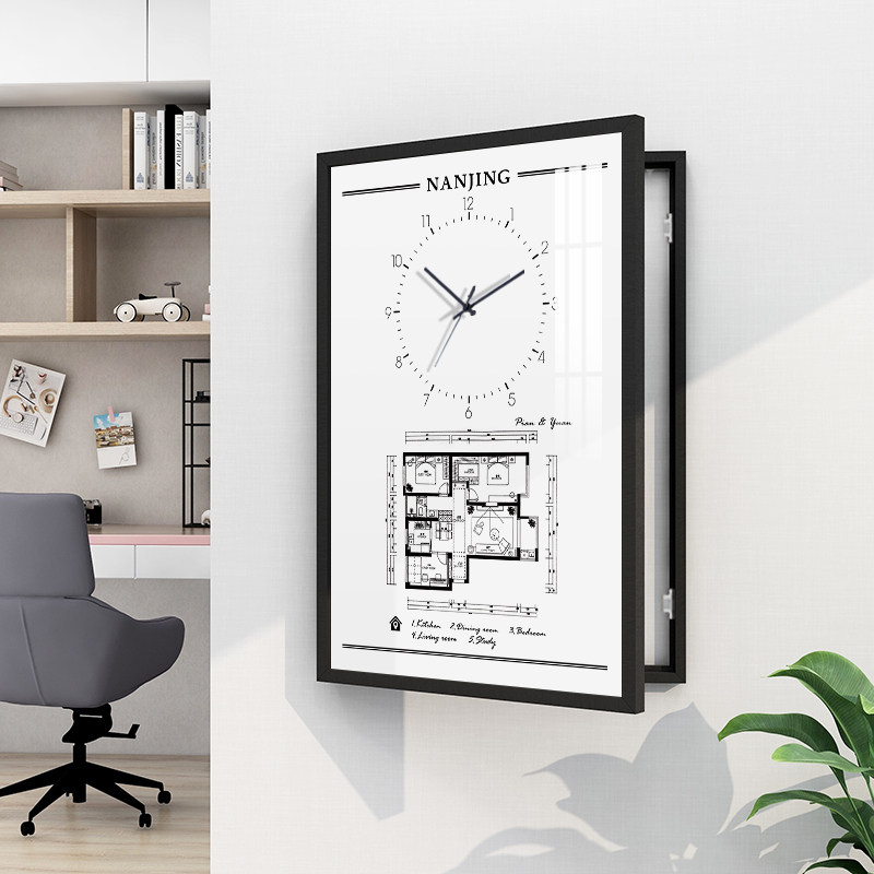 起贝定制家用配电箱电表箱装饰画带钟表竖款遮挡电闸盒挂画免打孔