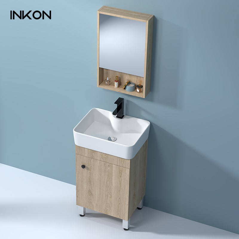 小户型实木浴室柜落地式小尺寸洗手盆柜组合卫生间洗脸盆洗漱台池