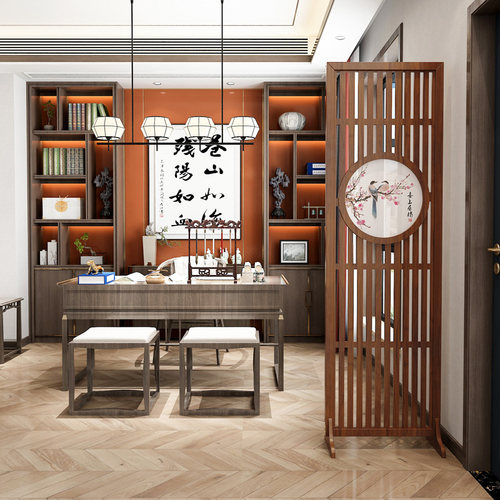 中式屏风隔断客厅现代简约折屏可移动卧室遮挡家用隔断玄关装饰架