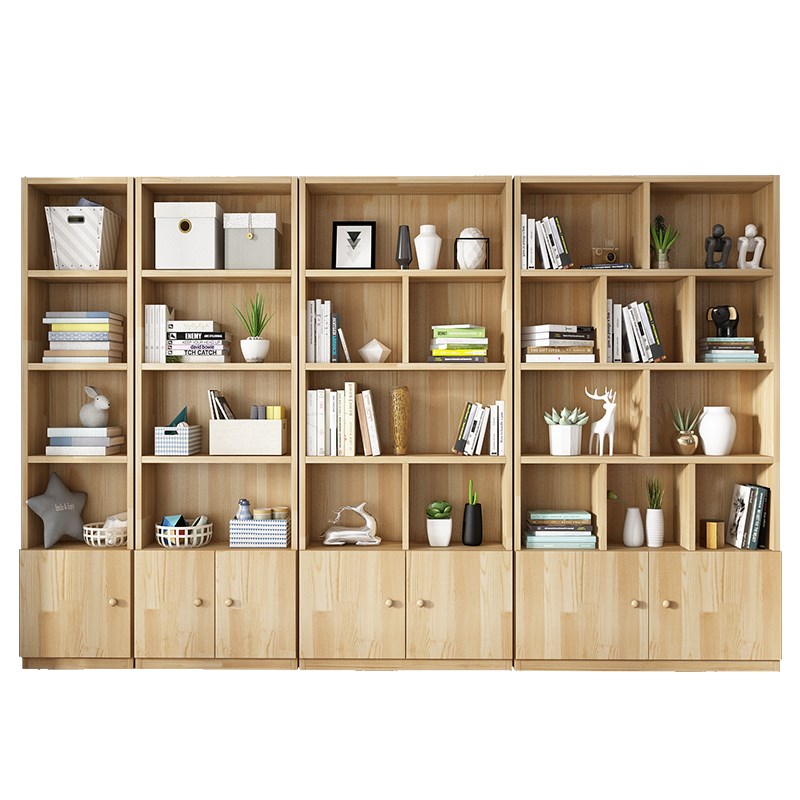 实木松木大柜子置物柜落地柜书橱儿童书架书柜带门