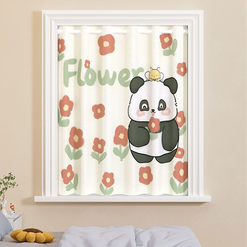 儿童房窗帘卧室飘窗遮光可爱卡通动物一整套简易遮挡帘免打孔安装