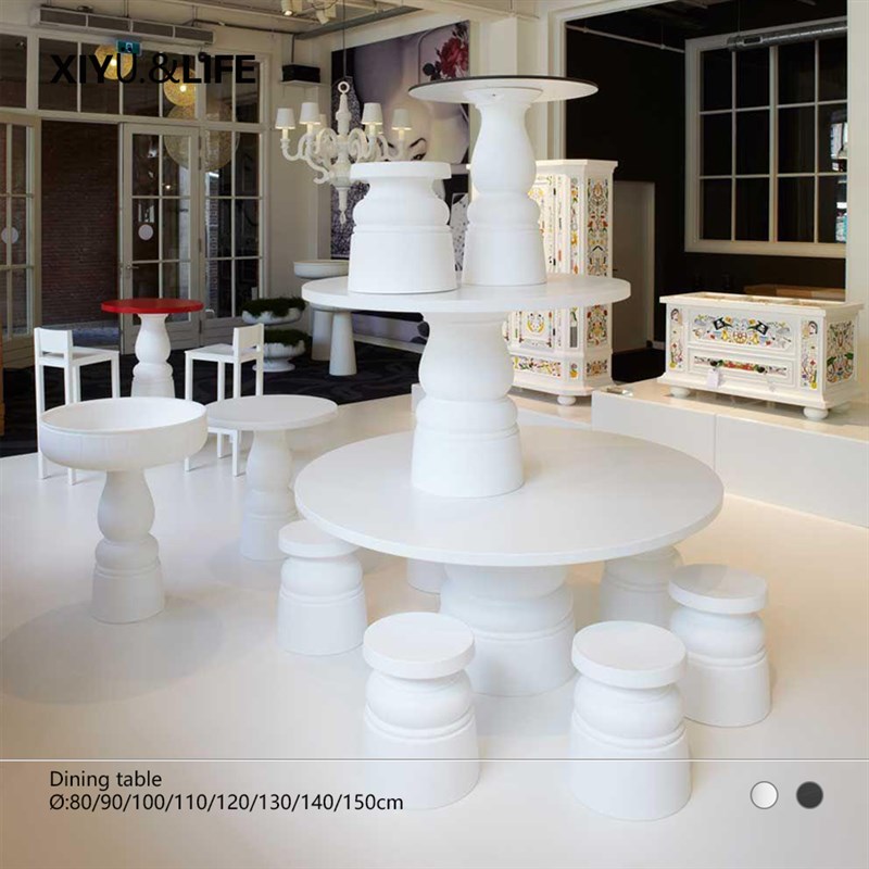 西榆家居现代极简摩登集装箱餐桌餐厅圆桌小户型设计师款实木桌子