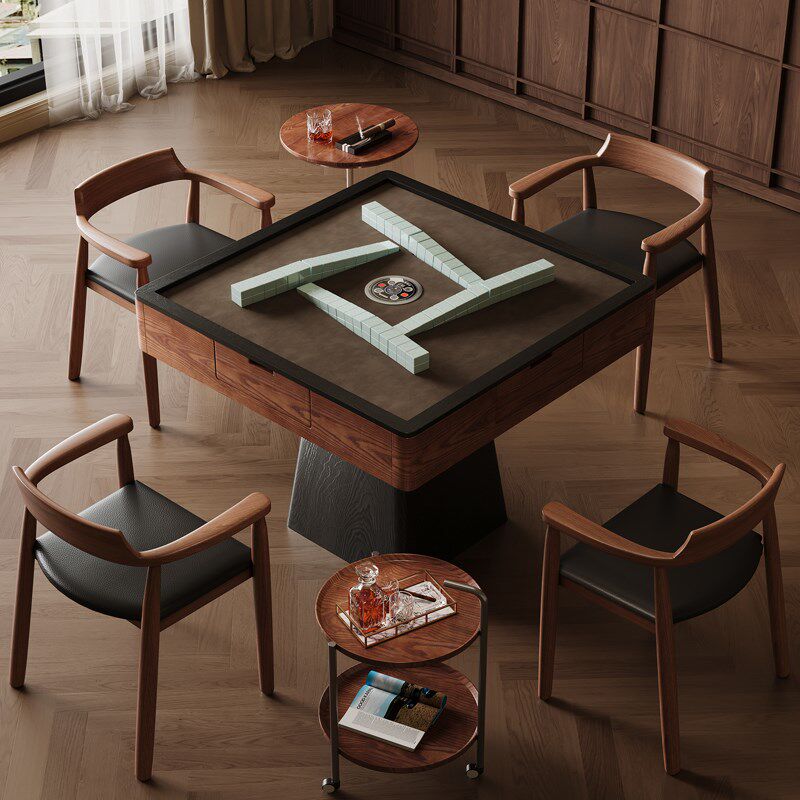 麻将桌餐桌两用一体中古风实木麻将机全自动家用掼蛋桌麻将台面板