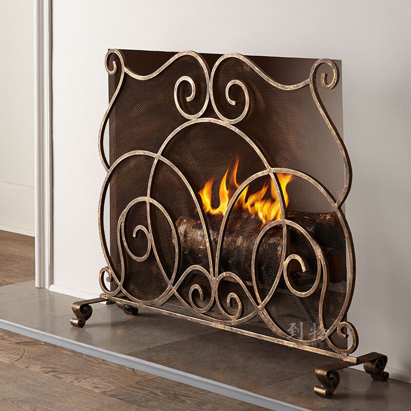 客厅铁艺壁炉架欧式壁炉装饰屏风壁炉取暖器家用真火防火隔断护栏