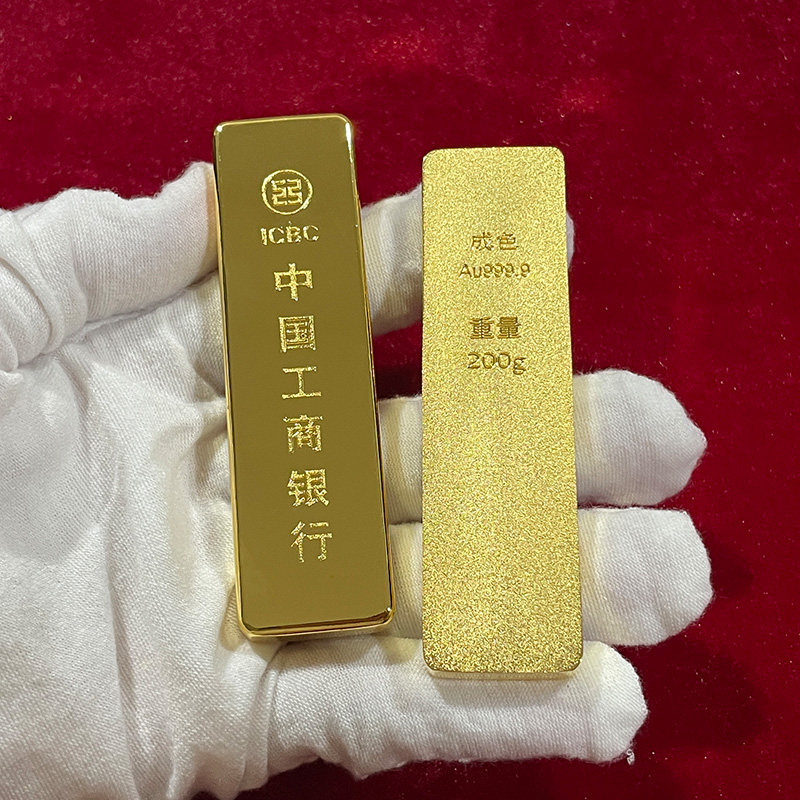 仿真工行金条金砖铜镀金工商银行投资金条样品展示柜台道具摆件
