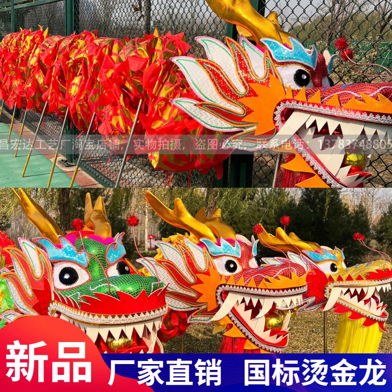 舞龙道具整套竞赛龙国标龙牛津布夜光龙灯光龙烫金九节龙龙头布龙