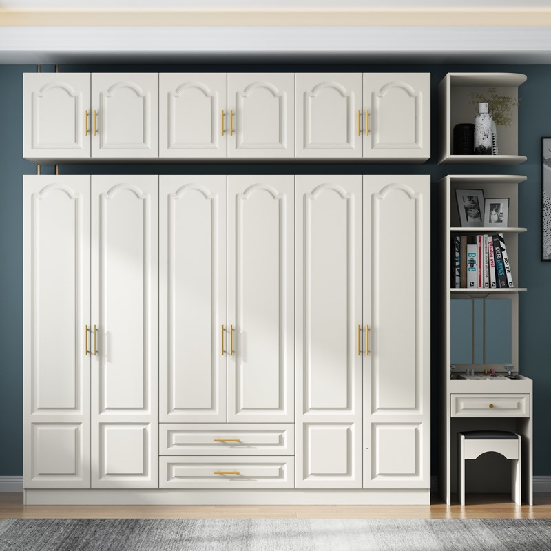 欧式衣柜家用卧室现代简约四五六门带配梳妆台顶柜边柜衣橱