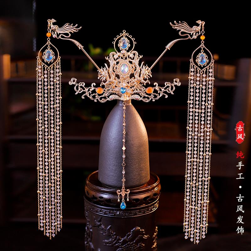 影楼写真敦煌长流苏发钗发冠套装仙气汉服配饰宋唐眉心坠西域公主