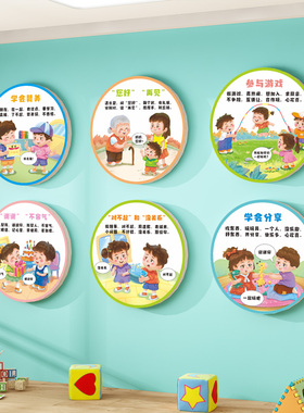 幼儿园文化墙楼梯道走廊环创主题墙贴成品高端文明礼仪墙面装饰