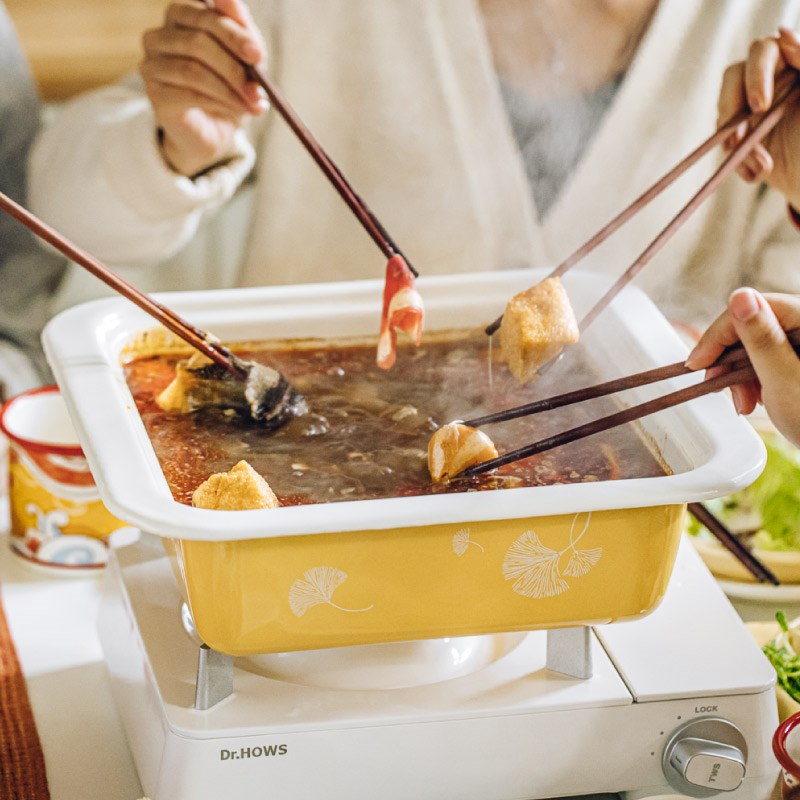 树可银杏搪瓷火锅电磁炉锅方锅打边炉大容量汤锅加热不粘不糊