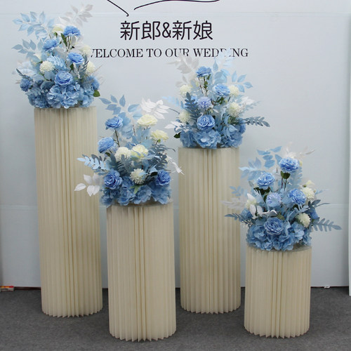 婚庆道具甜品台假花立柱摆放花球花柱酒店婚礼布置橱窗装饰摆件