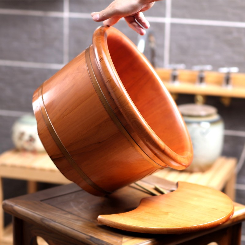 杉琦橡木泡脚木桶家用木质泡脚桶实木带盖足浴盆木盆洗脚足疗桶