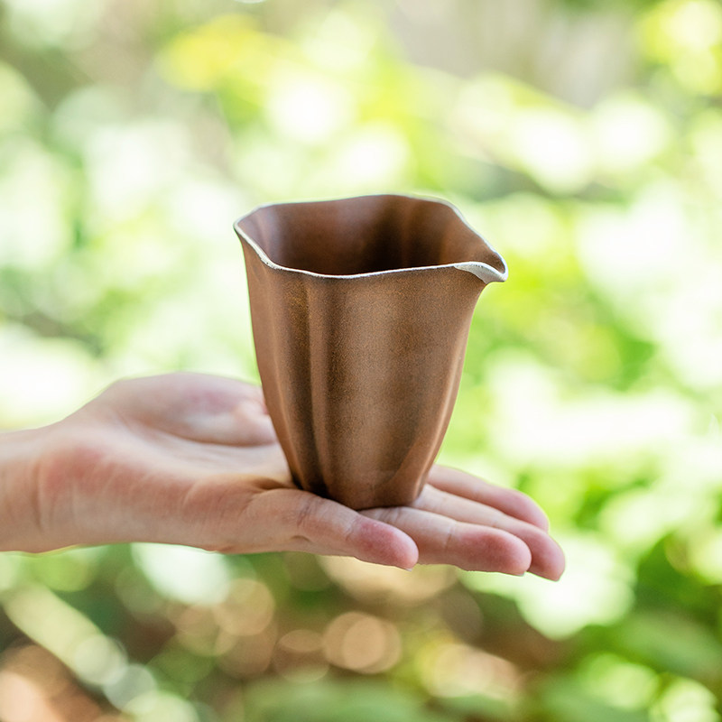 观策器隐老岩泥汉方描银公道杯复古公杯单茶海陶瓷茶道泡茶分茶器