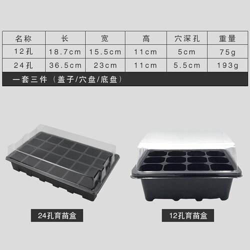 陌町 12/24孔育苗盘大穴育苗箱保温盒 绿植花卉蔬菜播种育苗钵