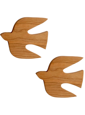 樱桃木鸟挂件墙壁挂饰原木装饰工艺品温馨风实木纯家居手工小燕子