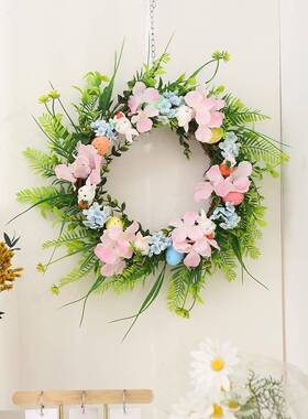 新款胡卜FUY站立兔子花场环复活节圣诞节花藤条地萝布置道具环装