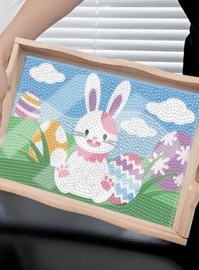 钻画石周边新款餐盘石DIY手工方钻形木质托盘CANP01-1动物曼陀罗