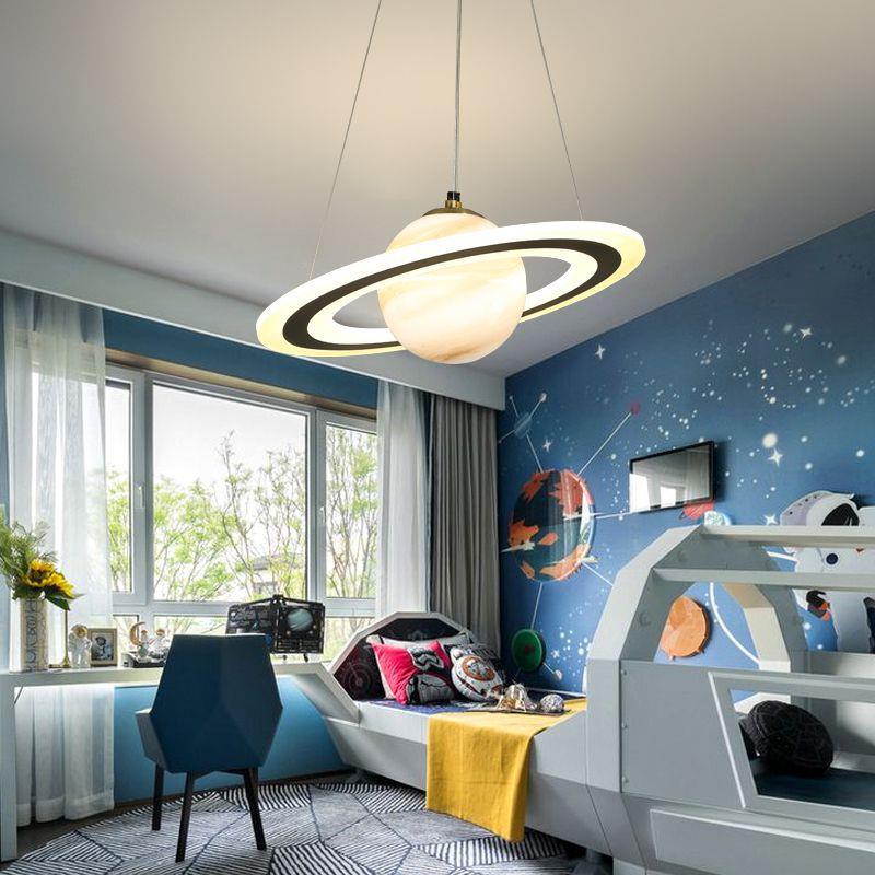 led室灯430儿童吊灯餐灯现代简约创厅意卧流浪星球宇宙太房空灯具