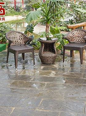 阳台小茶套藤椅三几件简约休闲藤椅户66314外庭藤桌椅圆桌椅子院