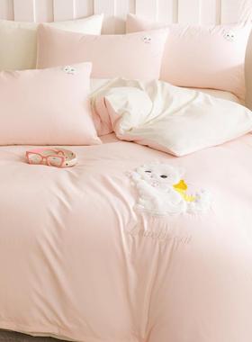 春季兔毛贴布绣卡新通可爱水洗棉四AL100151件套床被款套宿舍三件