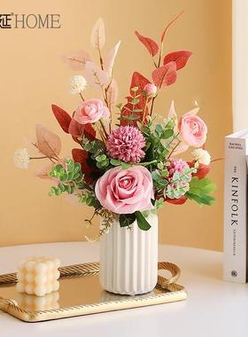 高档假仿真花花厅摆设件创意家jd101312居餐客桌花摆花装饰花艺摆