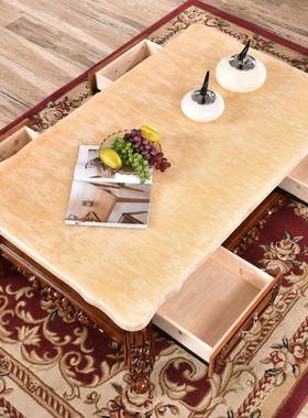 欧理式实木几大石物长方44121形茶几美式客厅家用储茶几仿古茶色