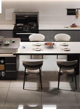 现代简约岩板岛餐桌22MSG05新款家能用台一体可伸缩多功轻奢泡茶