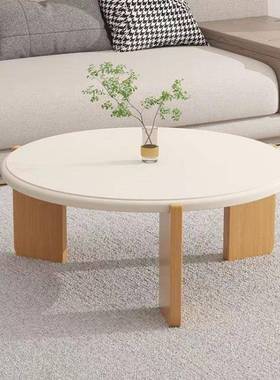 家用奶油17115宅户寂风小型日木圆形茶几客厅极式简约边角几实桌