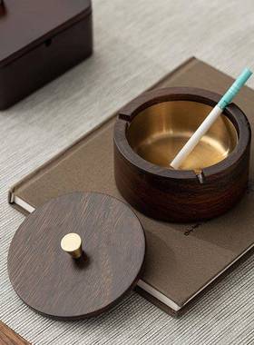 烟灰缸防感飞灰商用办公家用室客厅酒店中带盖式磁吸ECI灰缸