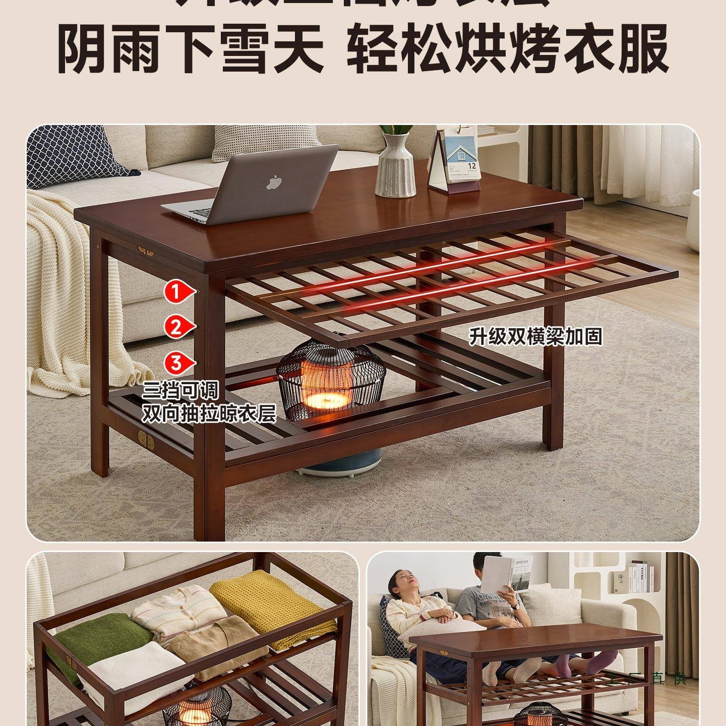抽屉款烤用火桌子家季折叠湖南烤2火架简易楠竹1F9986M6M.米冬取