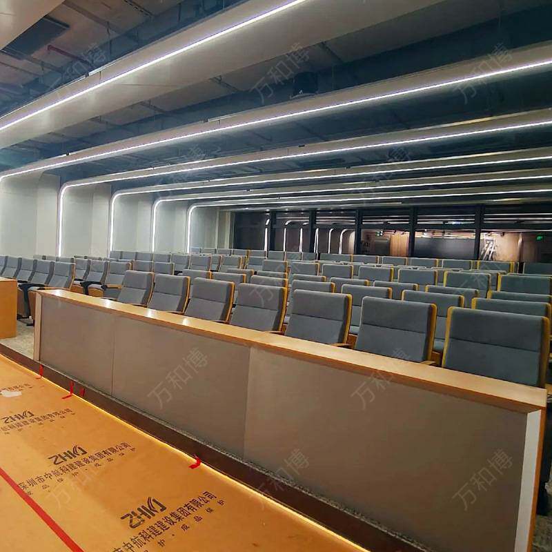 深圳华润建材案例展示礼堂椅连排带写字板会议室座椅阶梯报告厅椅