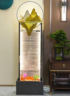 客厅现代水幕墙循流水电创视柜观DTR旁落地大环摆件意景装饰