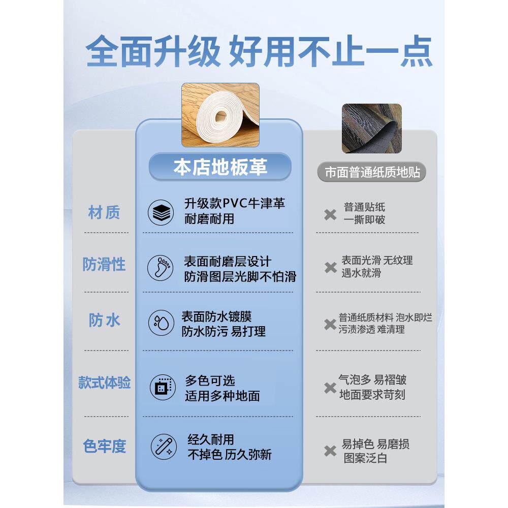加厚革耐磨防贴pvc地板IIO水泥地直接铺专用地胶水防滑家用自粘地