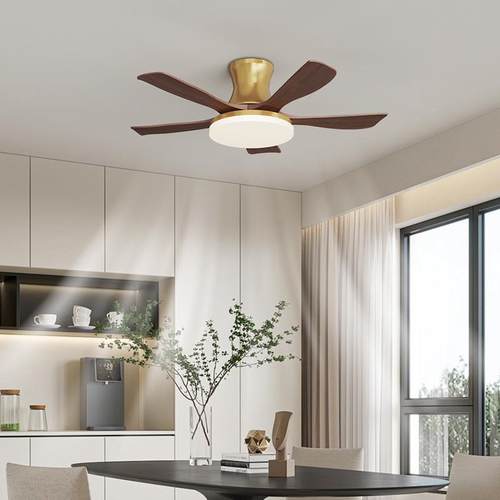 胡桃木扇灯客厅护765眼卧室灯餐厅新式中全光谱风古铜色实木色电