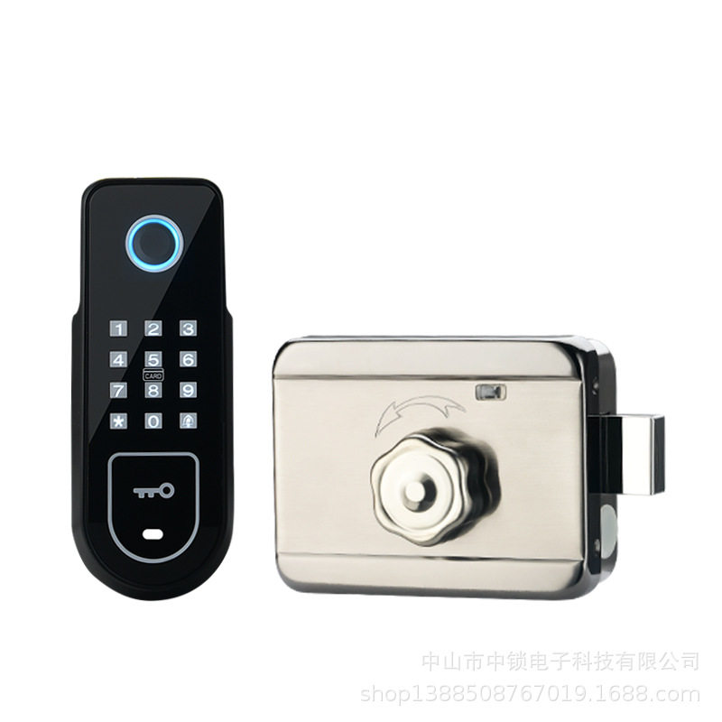 老式门改家用感应一体门刷卡遥控锁外装指纹电控免布线电磁电子锁