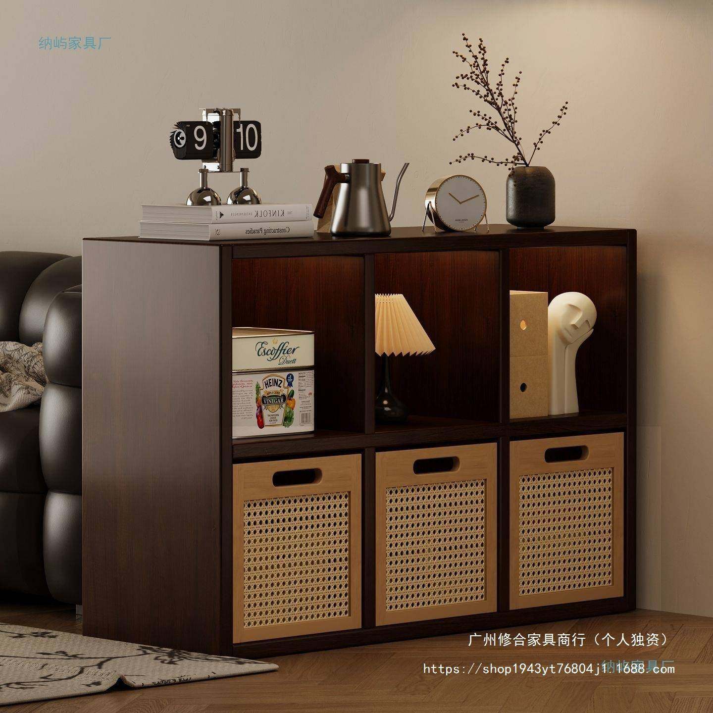 木床头柜柜格子DRV柜落地置物架客厅实电视柜沙发边柜矮子隔斗断