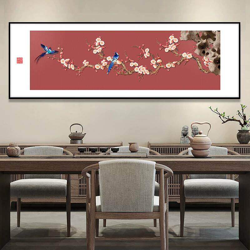 喜上眉梢新中式客厅沙发背景墙装饰画花鸟中国风茶室卧室挂画壁画