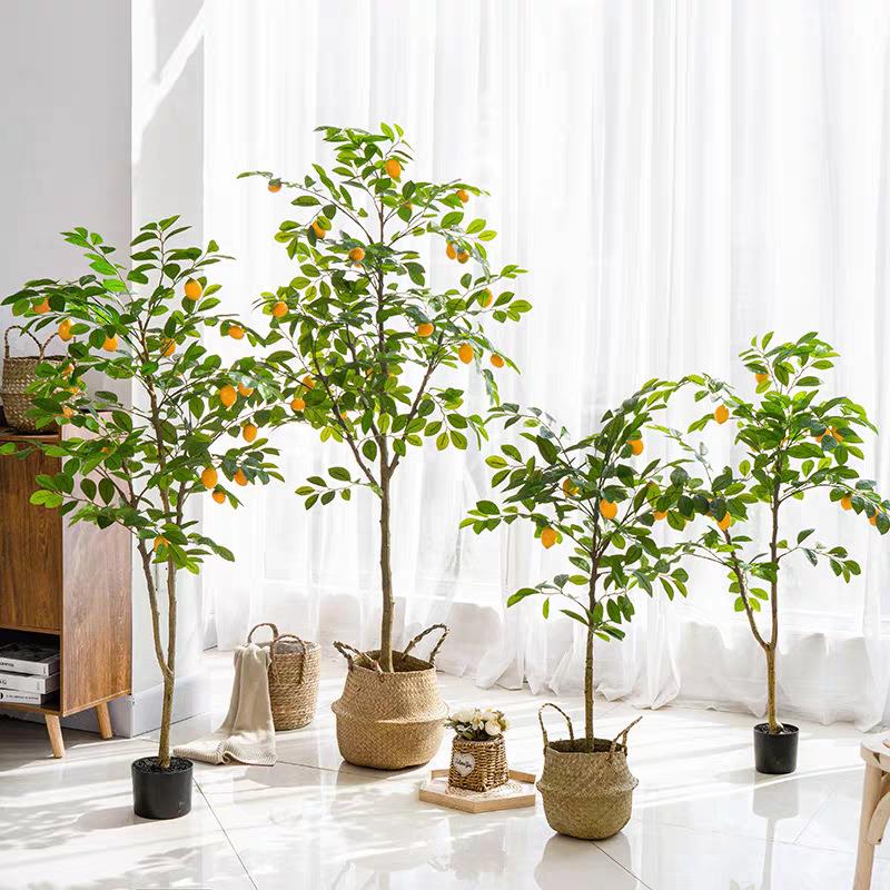 大型仿真柠檬树盆栽家居落地长枝叶带果客厅装饰摆件果树