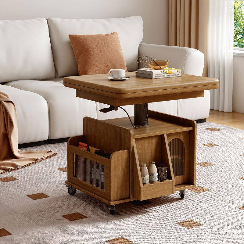 实木升降茶几移动推车茶桌折叠餐桌两用茶台多功能客厅沙发小边几